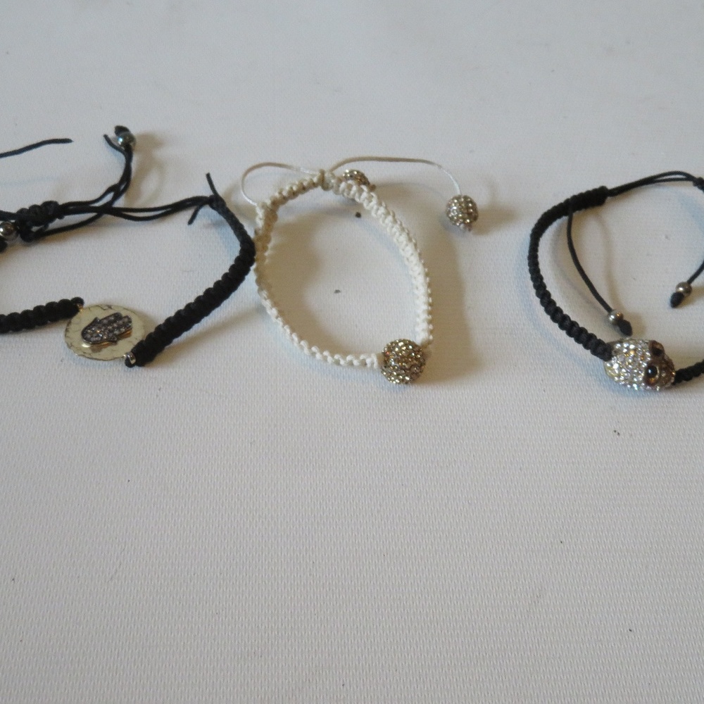 WOMENS SHAG 3PC HAMSA, SKULL & BALL STONE BRACELET